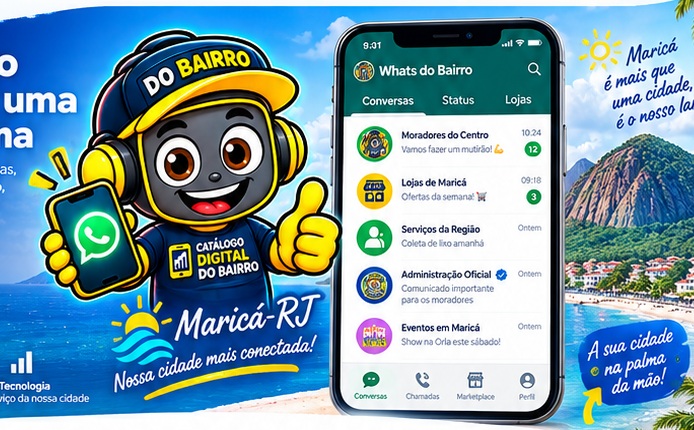 Mascote do Whats do Bairro e aplicativo